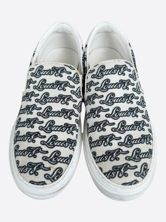 Louis Vuitton White & Black Repeat Logo Slip On Sneakers main image 8